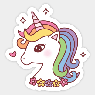 Pretty Unicorn With Rainbow Mane Sticker